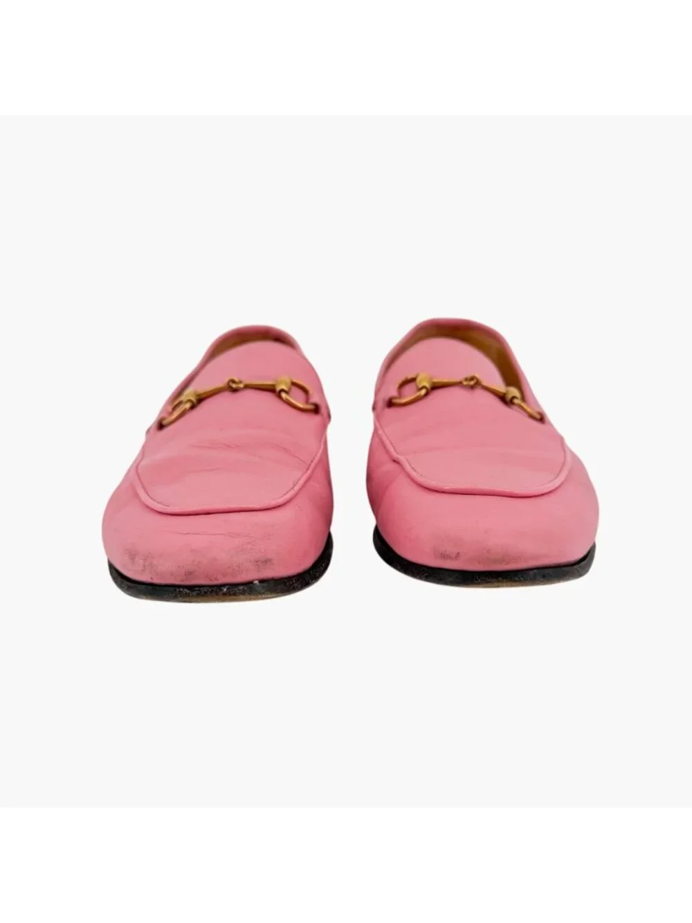Gucci Jordaan Horsebit Loafers Pink Leather Size 39.5 US 9.5 Women's Flats